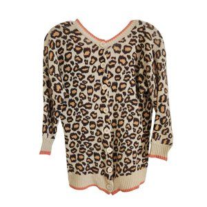 Sweater Animal Print Small Coral Brown